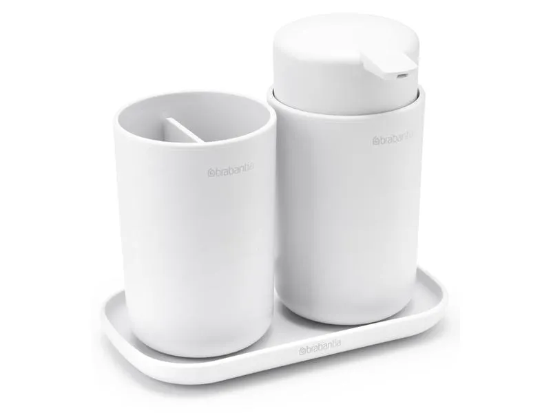 Brabantia Seifenspender-Set ReNew mit Zahnputzbecher und Schale Weiss