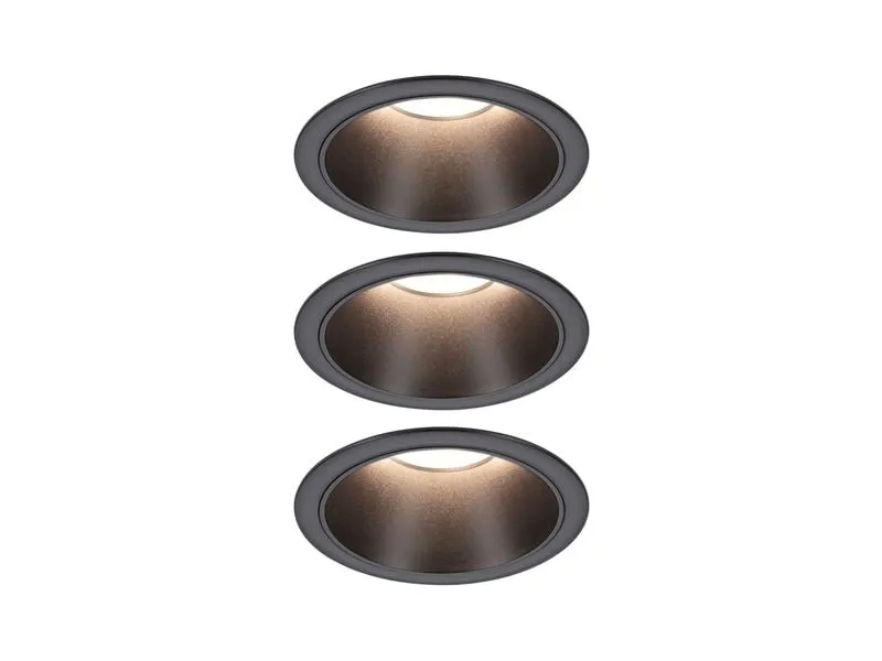 Paulmann Einbauleuchte LED Cole Coin 3er-Set Schwarz