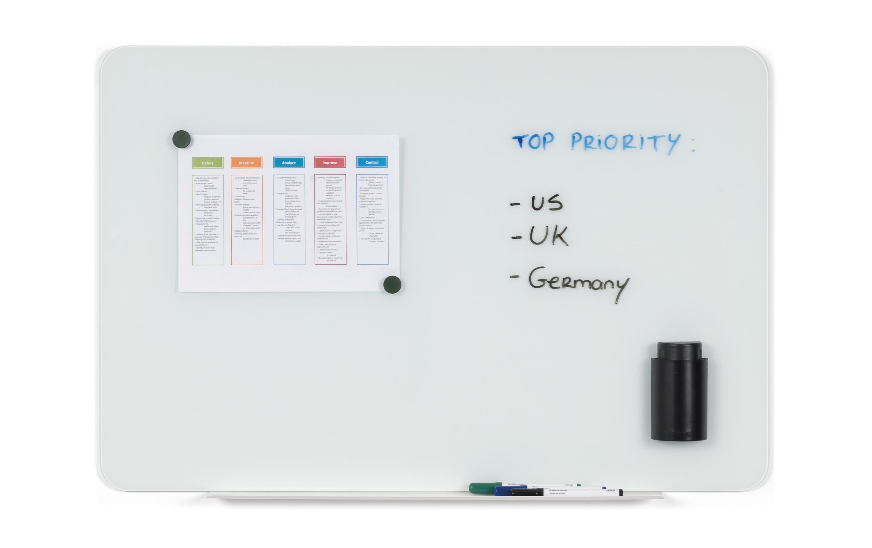 Bi-Office Magnethaftendes Glassboard 90 cm x 120 cm, Weiss
