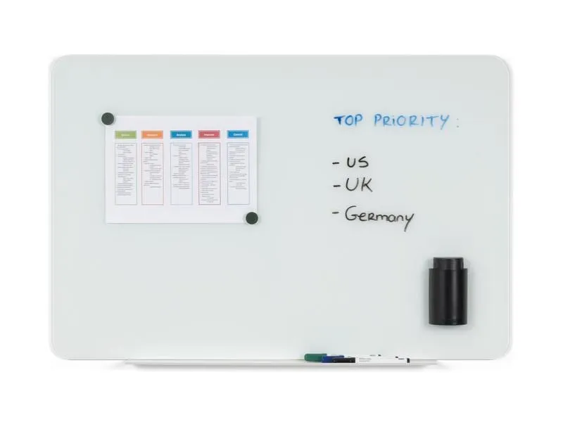 Bi-Office Magnethaftendes Glassboard 90 cm x 120 cm, Weiss Bi-Office Magnethaftendes Glassboard 90 cm x 120 cm, Weiss