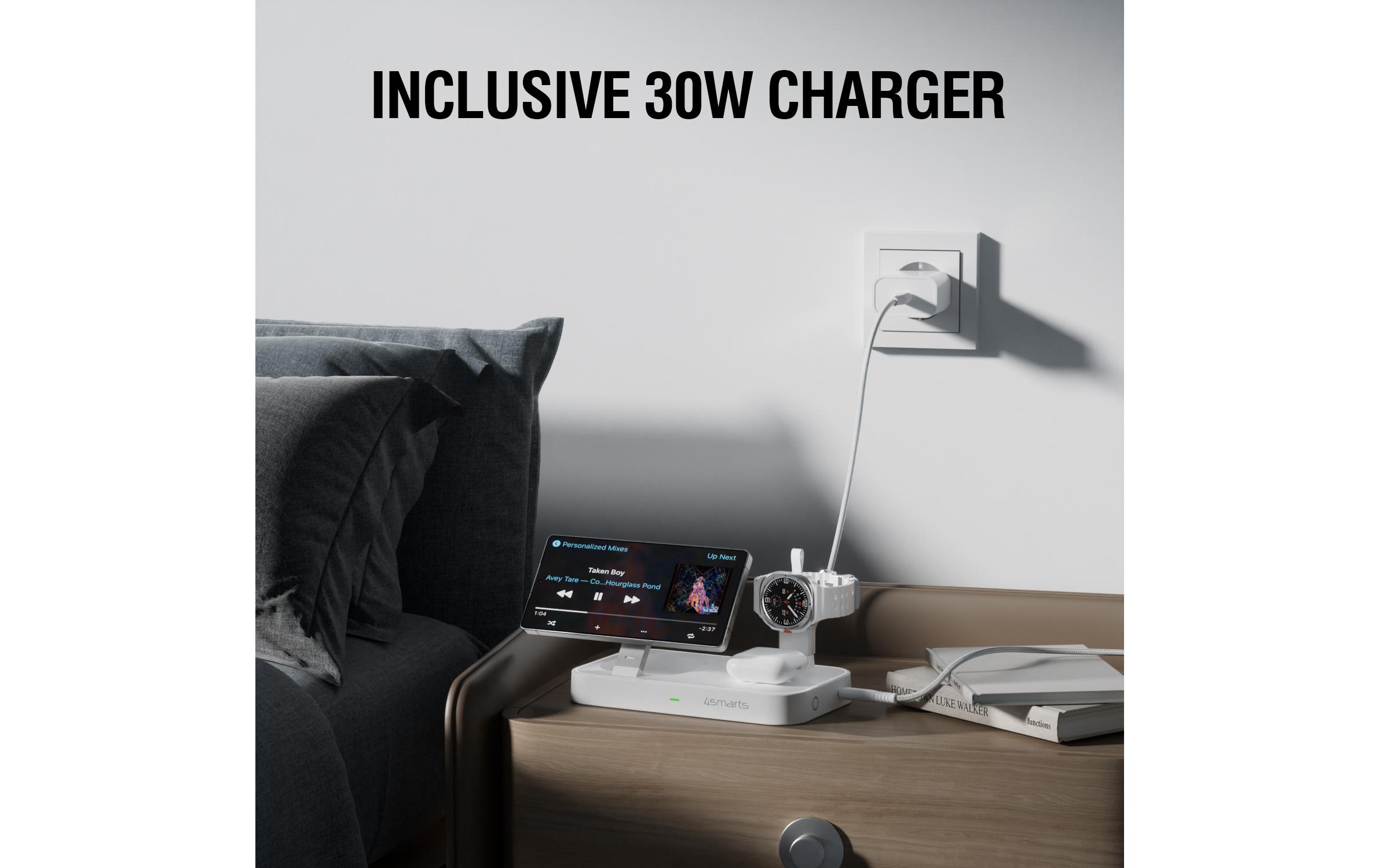 4smarts Qi2 Ladestation Trident mit Charger für Samsung Watch, weiss 4smarts Qi2 Ladestation Trident mit Charger für Samsung Watch, weiss