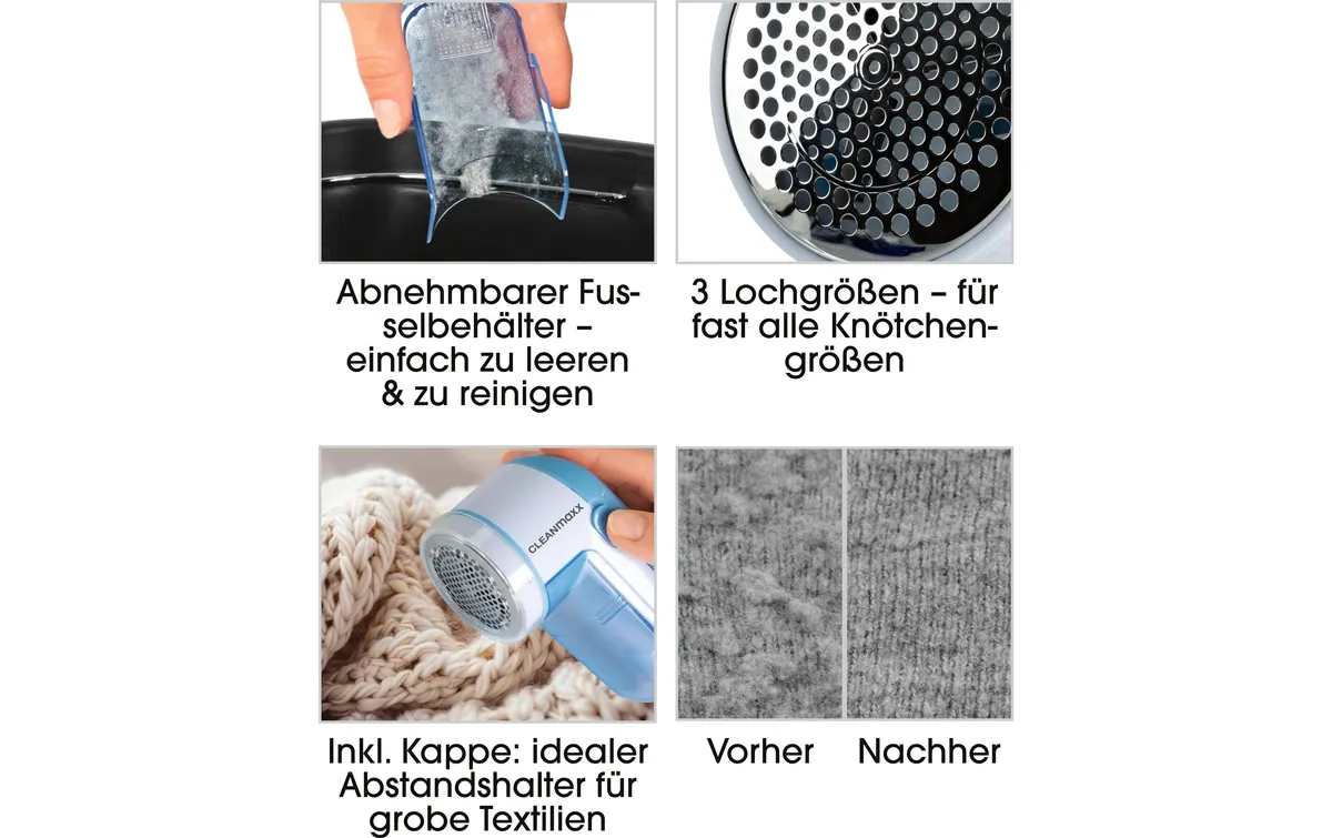 CLEANmaxx Fusselrasierer 3 V Hellblau/Weiss CLEANmaxx Fusselrasierer 3 V Hellblau/Weiss