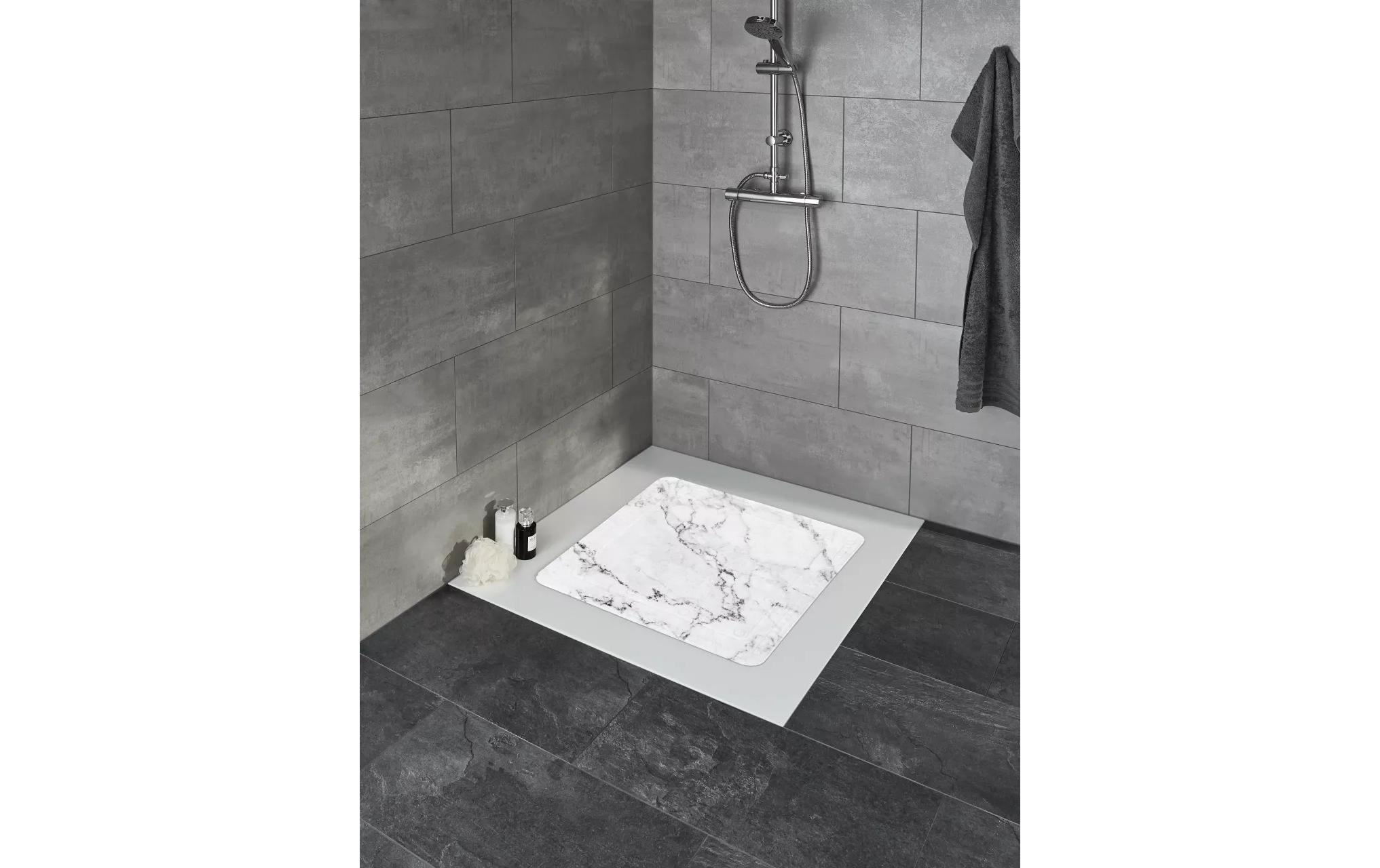 Kleine Wolke Duschwanneneinlage Marble 55 x 55 cm, Grau/Weiss