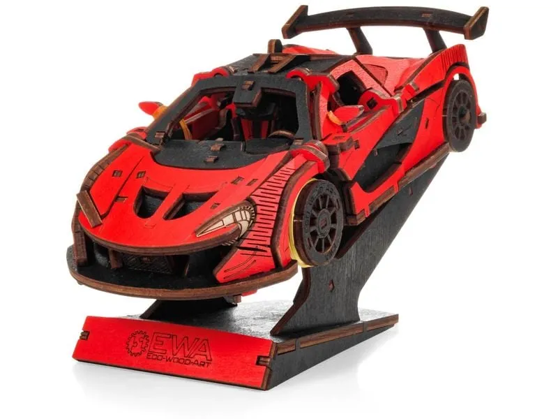 Eco-Wood-Art Bausatz Rennwagen Rot