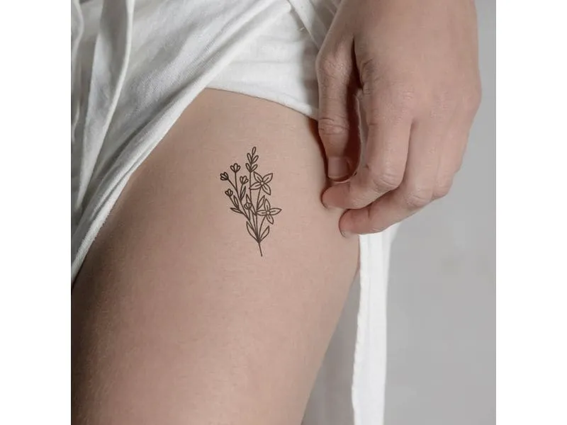 minink Tattoo Lilien Blumenstrauss Grösse: M (3.1 cm x 6.3 cm)