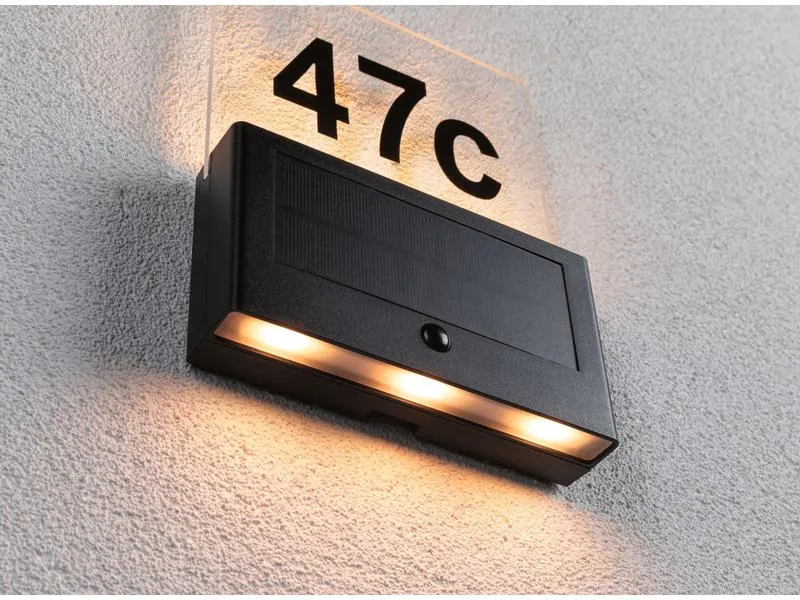 Paulmann Wandleuchte Solar Hausnummer, Neda, 2200K, Anthrazit Paulmann Wandleuchte Solar Hausnummer, Neda, 2200K, Anthrazit