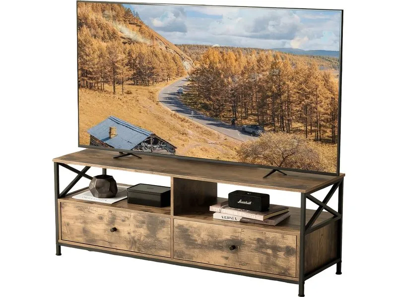 relaxdays TV-Möbel 120 x 40 cm, Braun/Schwarz 55 Zoll