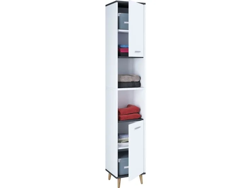 VCM Badezimmerregal Landos 32 x 184 cm, Weiss/Anthrazit VCM Badezimmerregal Landos 32 x 184 cm, Weiss/Anthrazit