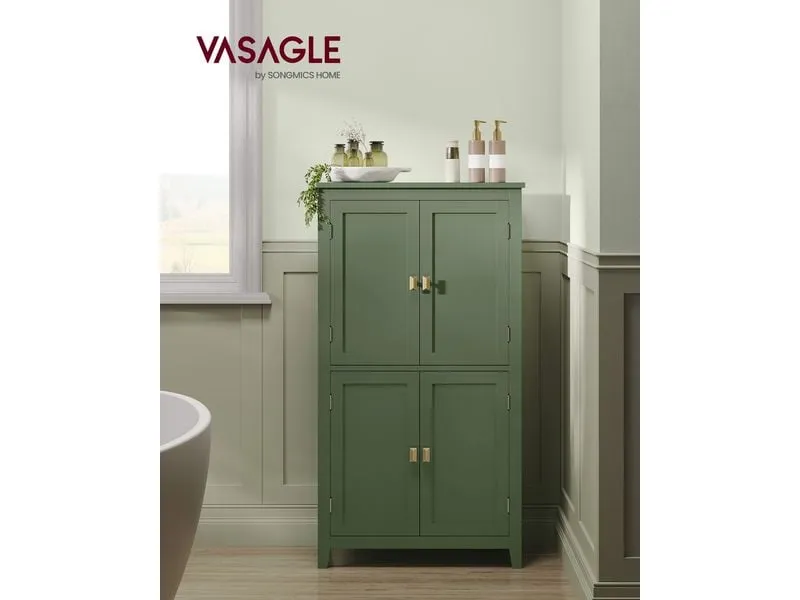 VASAGLE Kommode Bathroom Cabinet, 60 x 110 cm, Waldgrün