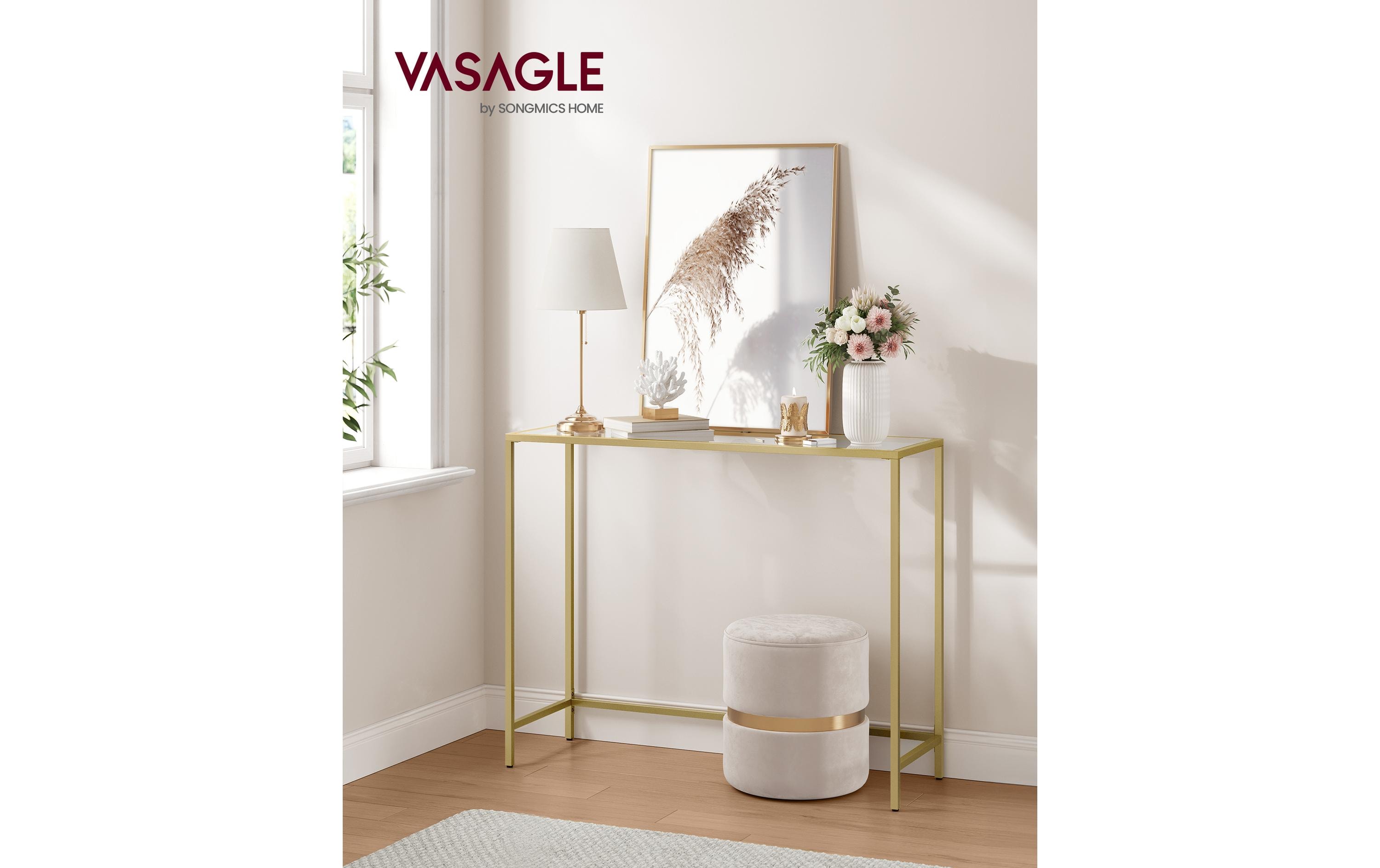 VASAGLE Konsolentisch 100.5 x 80 cm, Gold