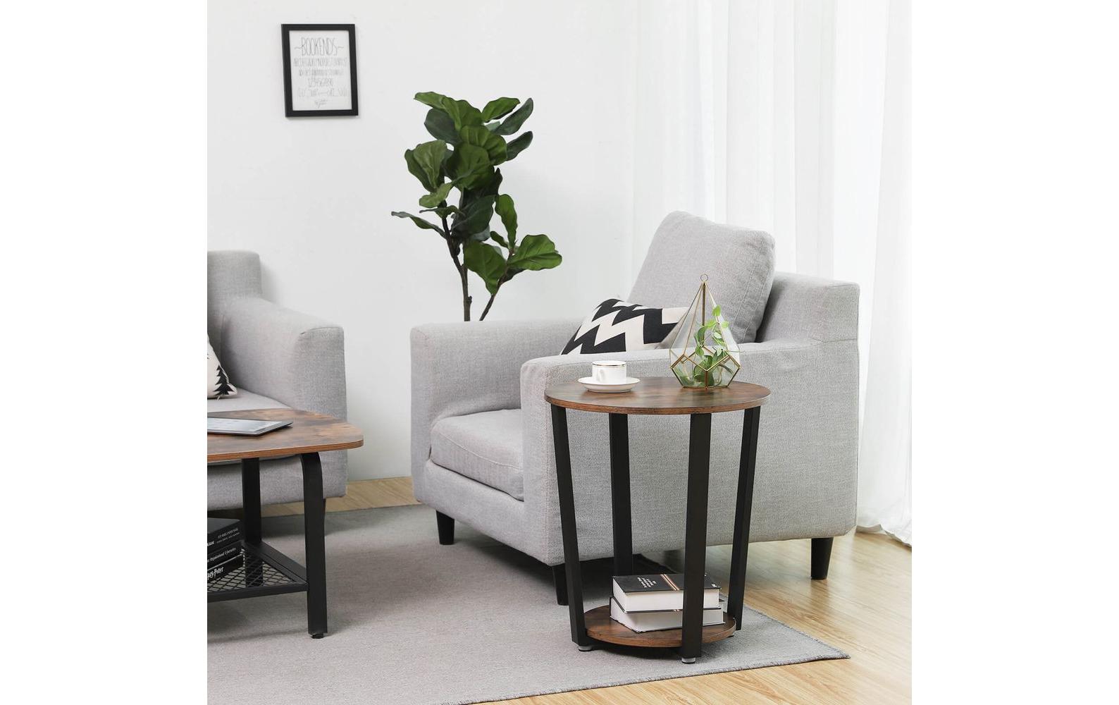 VASAGLE Nachttisch 50 x 57 cm, Braun/Schwarz