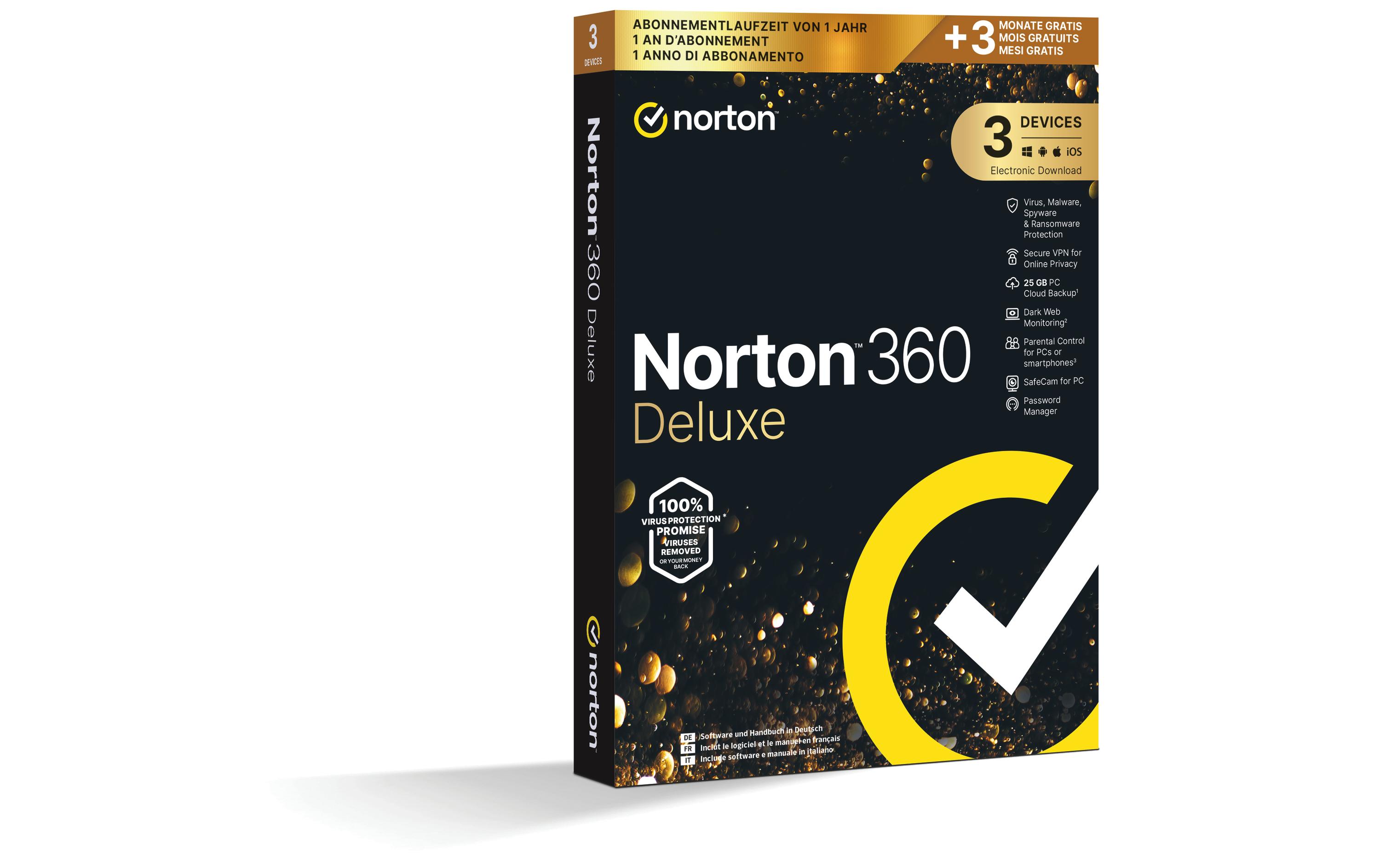 Norton Norton 360 Deluxe GOLD Ed. Box, 3 Device, 15 Monate Norton Norton 360 Deluxe GOLD Ed. Box, 3 Device, 15 Monate