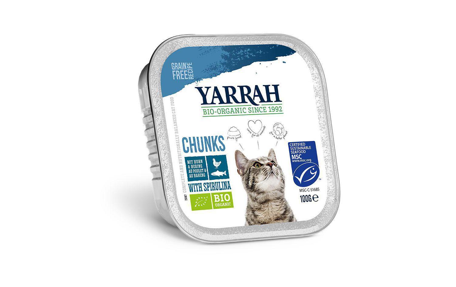 Yarrah Bio-Nassfutter Chunks mit Huhn & Fisch, 32 x 100 g Yarrah Bio-Nassfutter Chunks mit Huhn & Fisch, 32 x 100 g