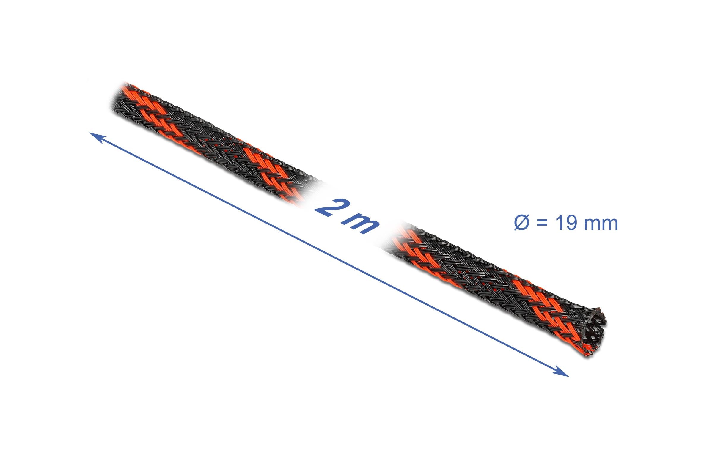 Delock Kabelschlauch dehnbar, 2m x 19 mm Rot Schwarz