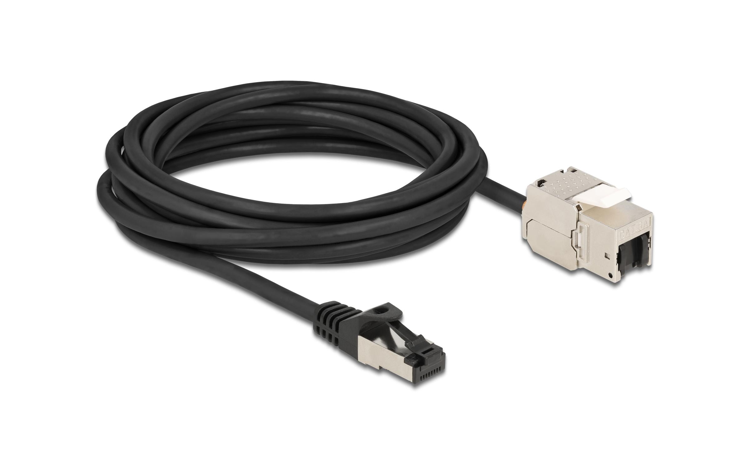 Delock Patchkabel RJ45 zu Keystone Cat 6A, S/FTP, 5 m, Schwarz Delock Patchkabel RJ45 zu Keystone Cat 6A, S/FTP, 5 m, Schwarz