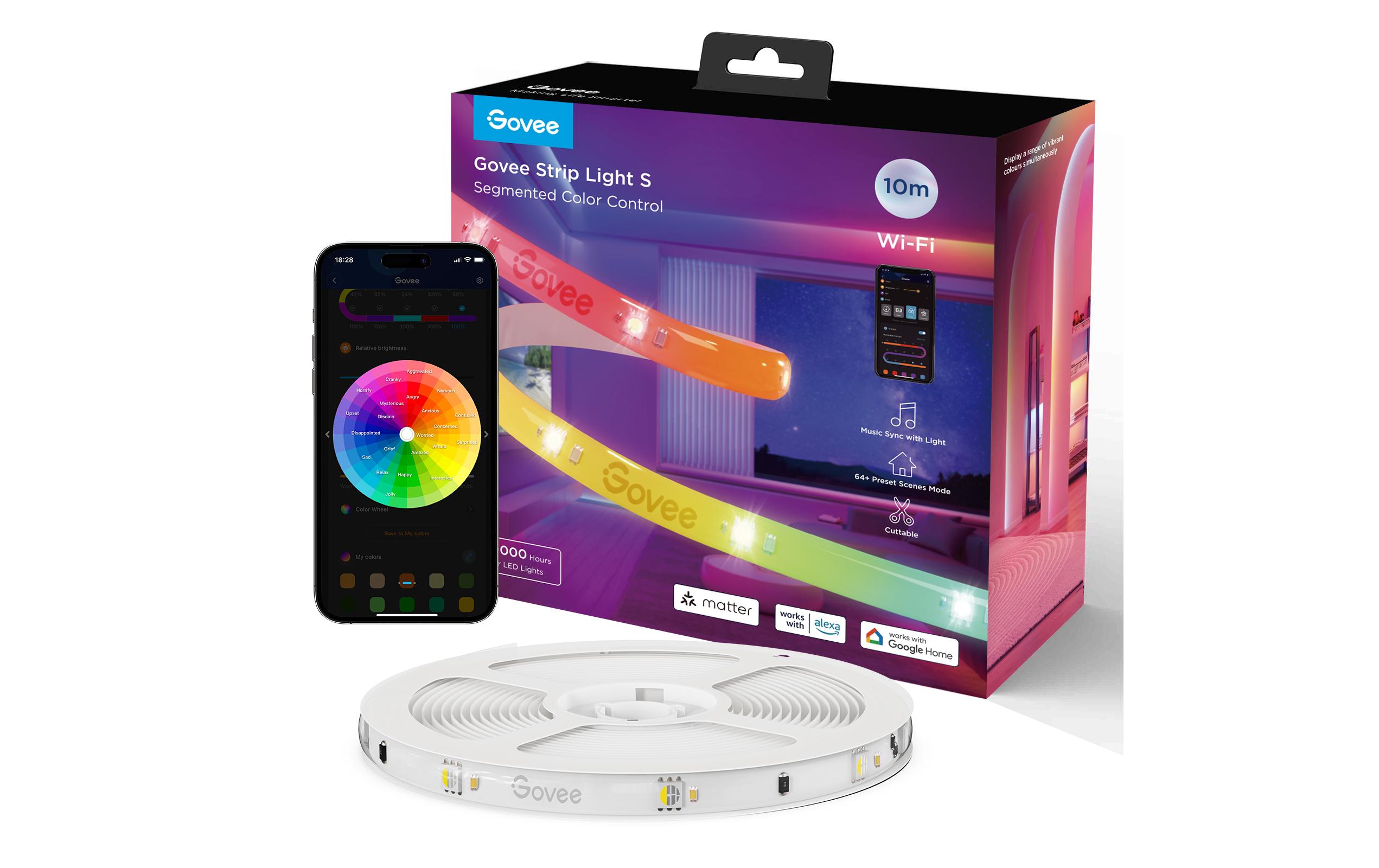 Govee LED Stripe Light S, Wi-Fi / Bluetooth / Matter, 10 m, RGBIC