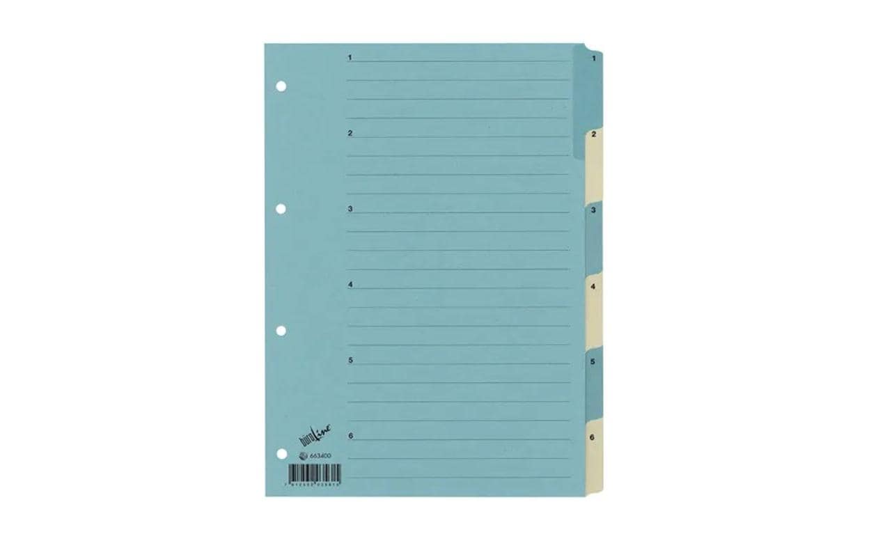 Büroline Register A4, 1 Reihe, 6 Tabs Blau/Beige