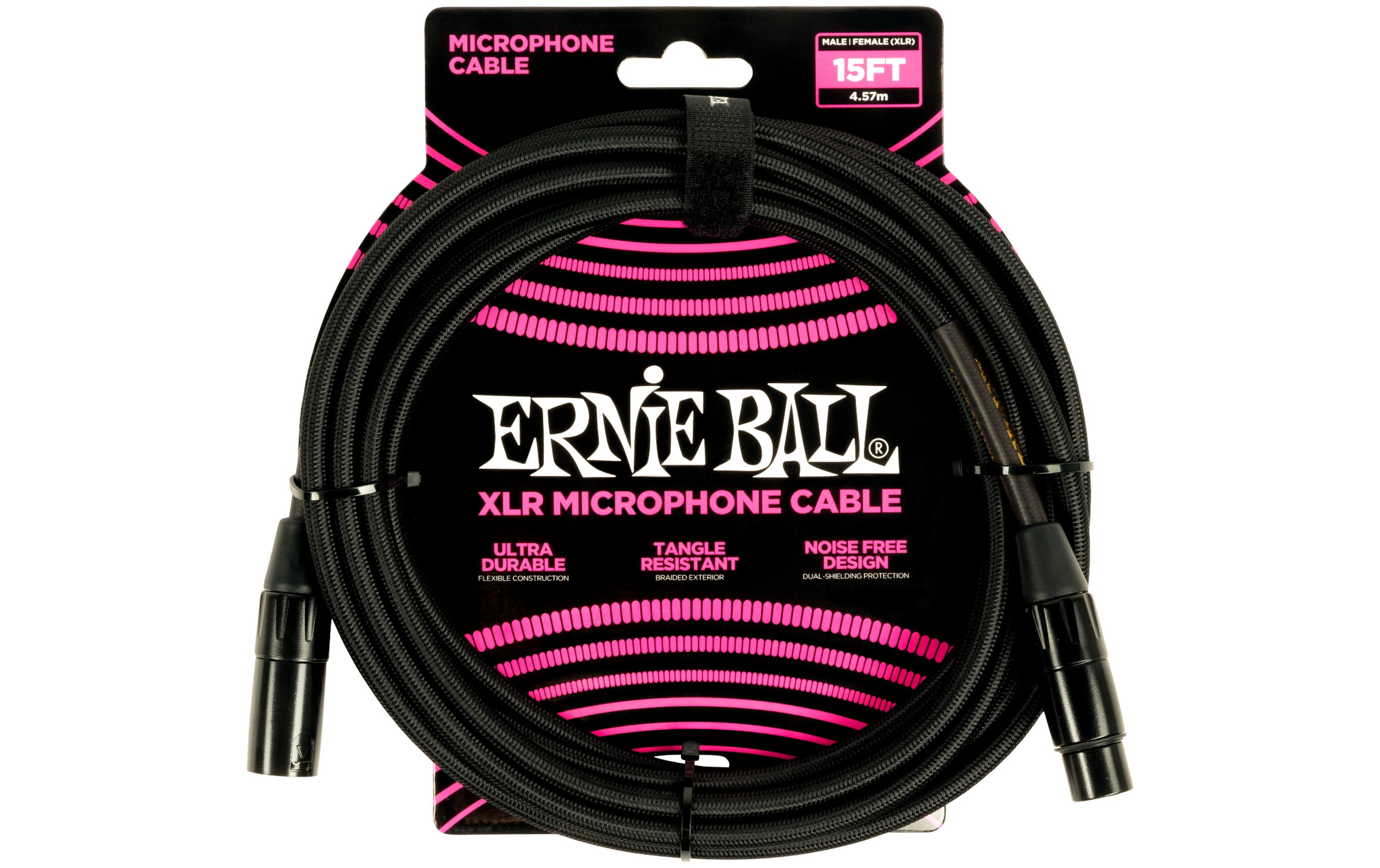 Ernie Ball XLR-Kabel XLRm-XLRf 4.57 m, Schwarz Ernie Ball XLR-Kabel XLRm-XLRf 4.57 m, Schwarz
