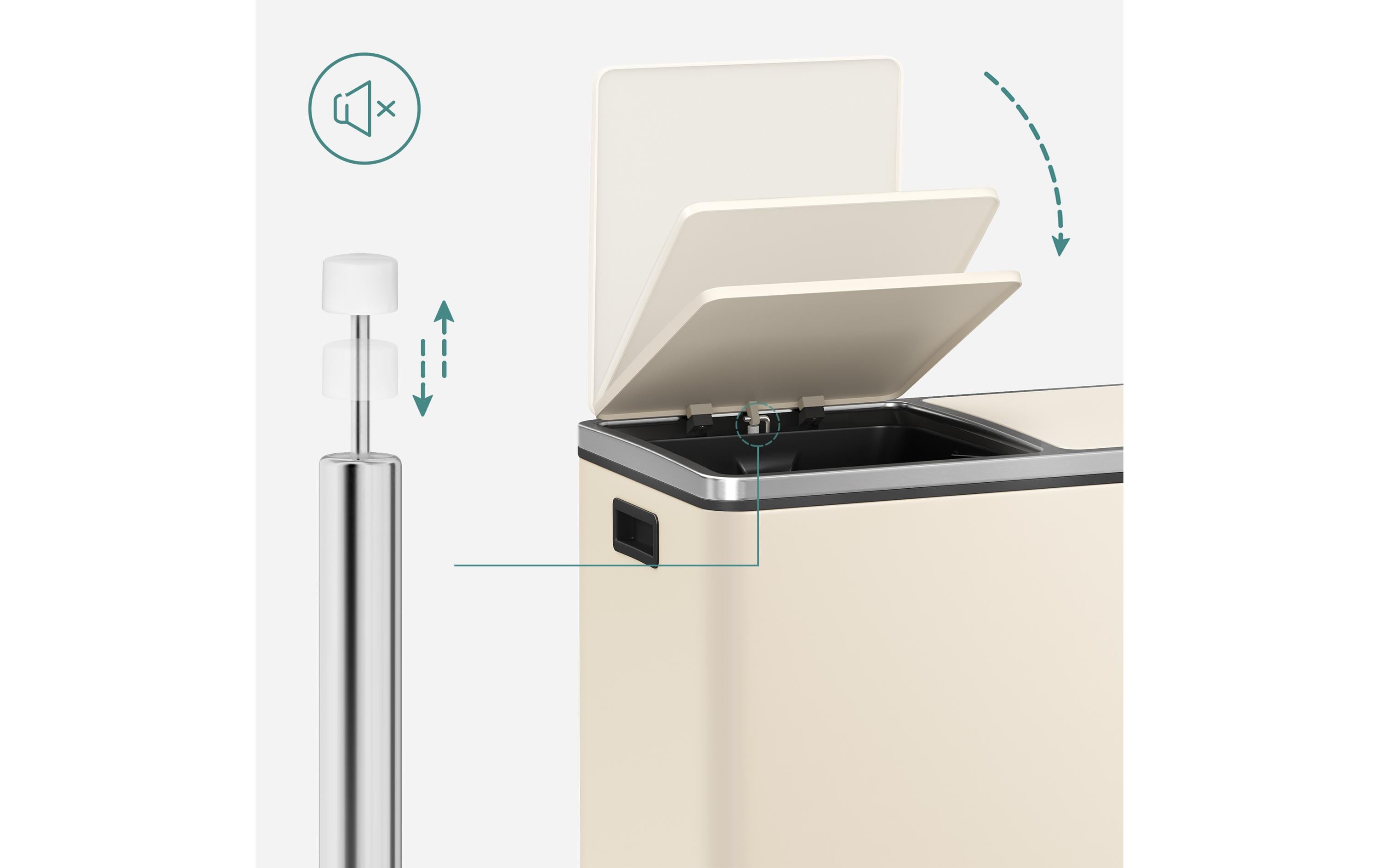Songmics Abfalleimer 60 l, Edelweiss