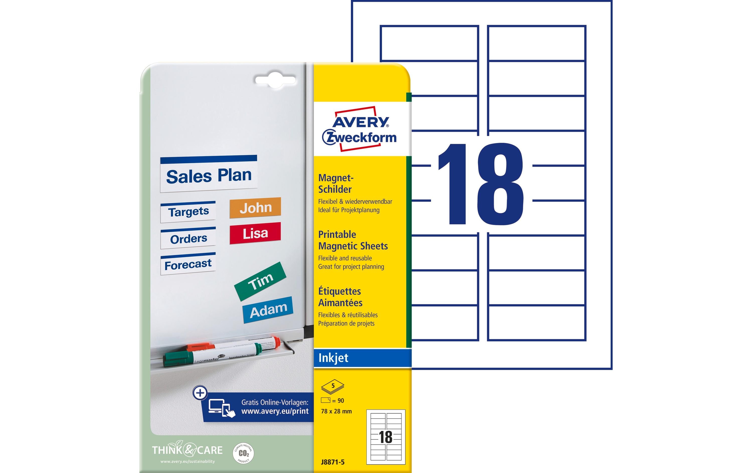 Avery Zweckform Magnet-Schilder 78 x 28 mm, 5 Blatt