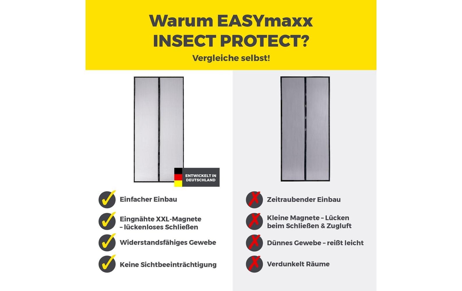 EASYmaxx Moskitonetz 100 x 210 cm Magic Klick, Schwarz