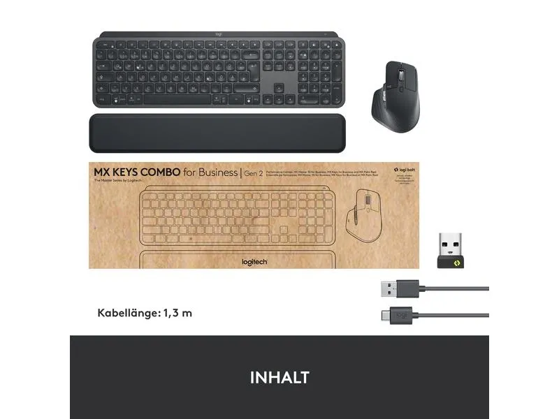 Logitech Tastatur-Maus-Set MX Keys Combo for Business 2. Gen