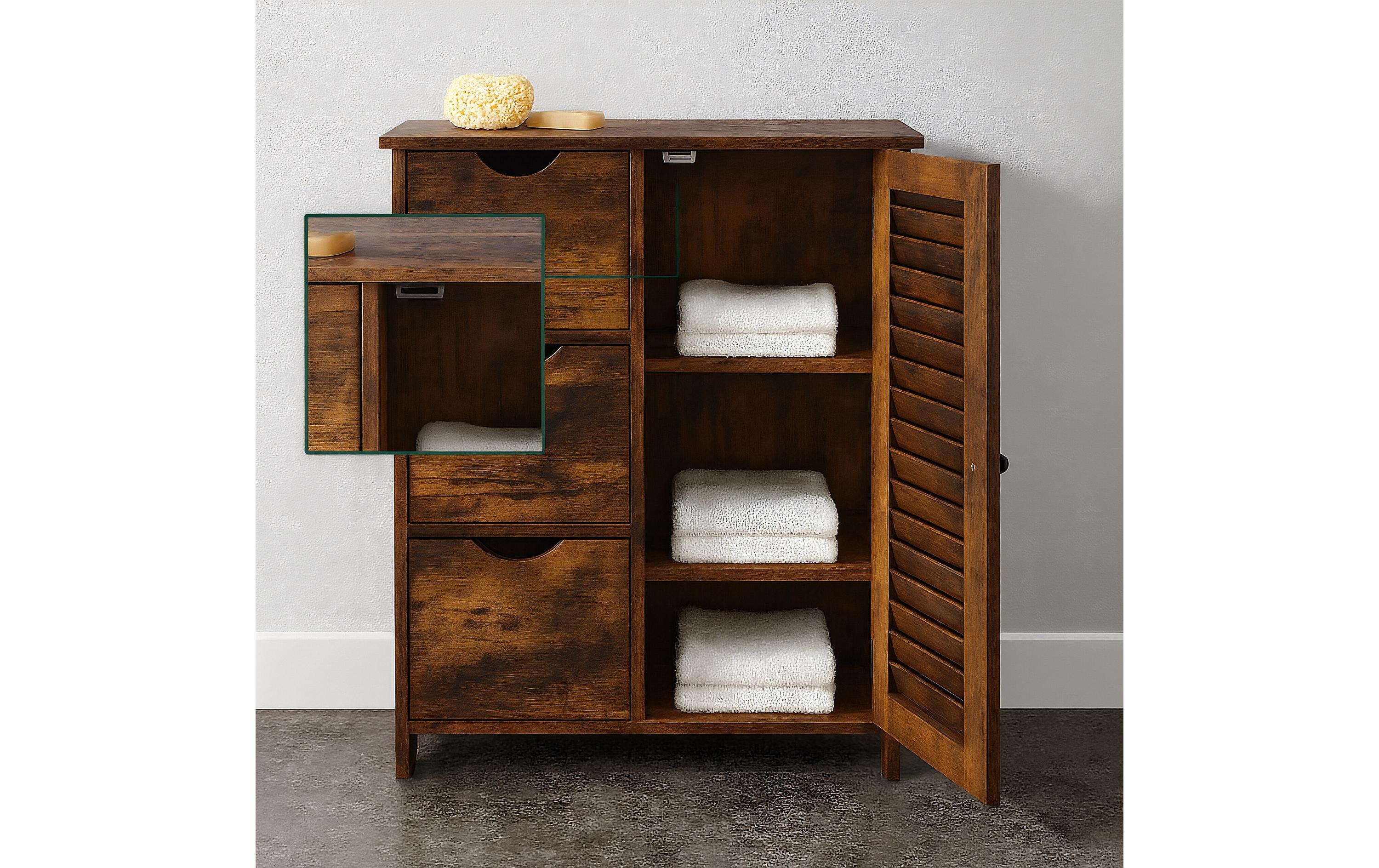 relaxdays Badezimmerregal 80 x 60 x 30 cm Braun