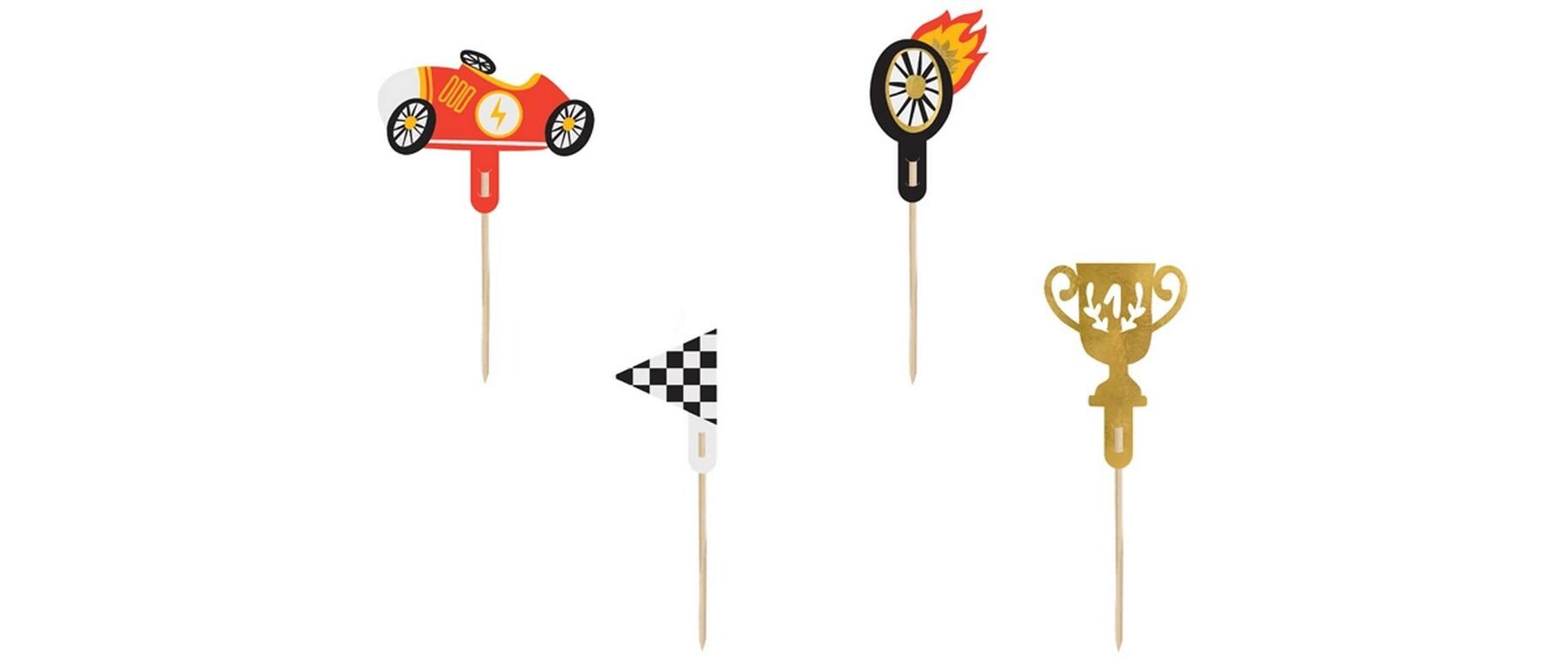Partydeco Kuchen-Topper Auto mix, 12 cm, 4 Stück