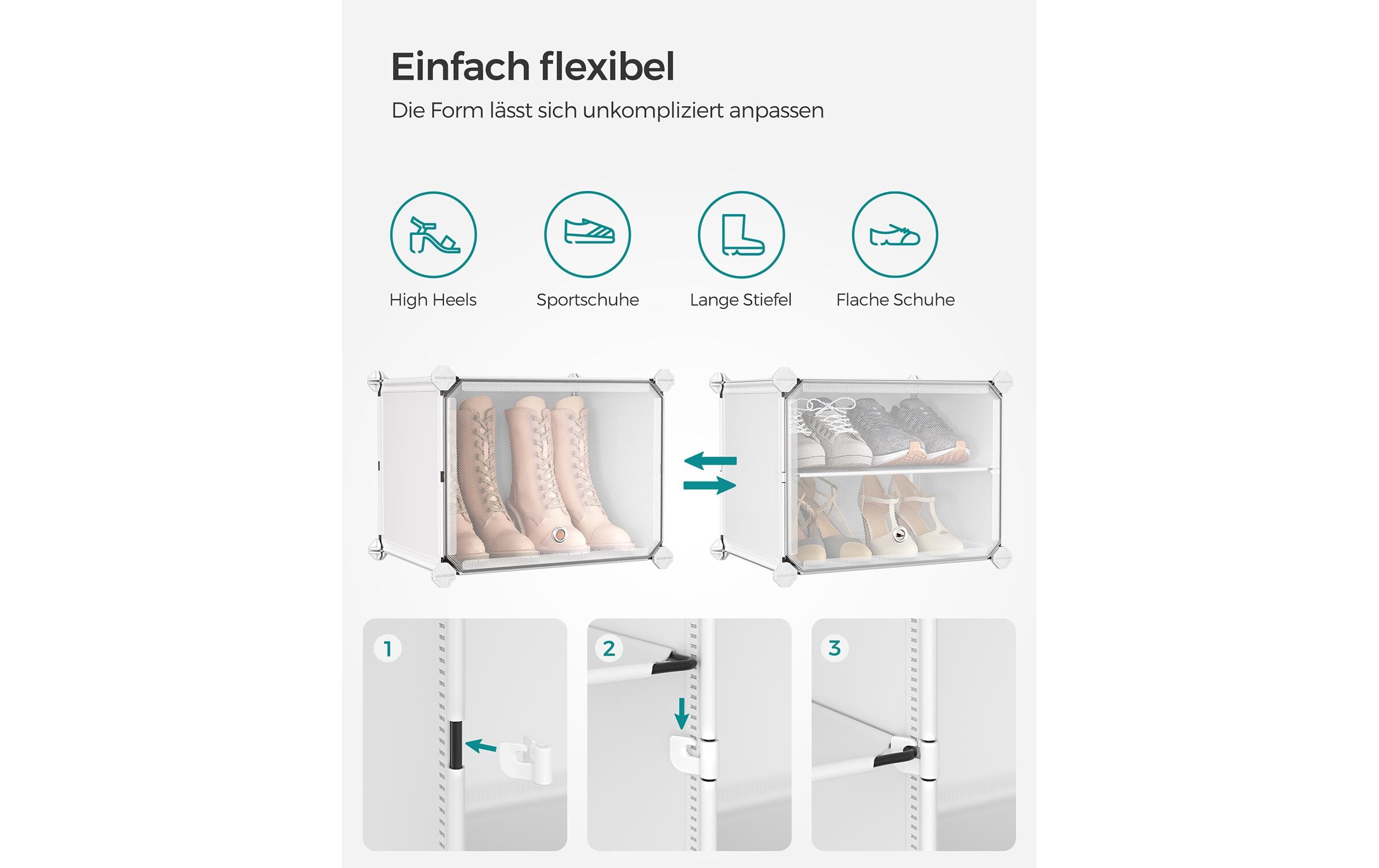 Songmics Schuhregal Schuhregal 82 x 32 x 122 cm, Weiss