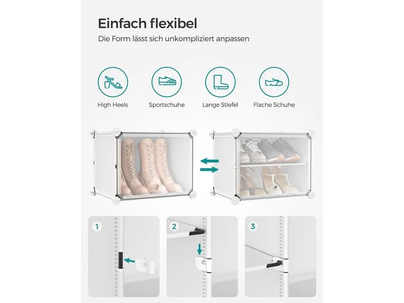 Songmics Schuhregal Schuhregal 82 x 32 x 122 cm, Weiss