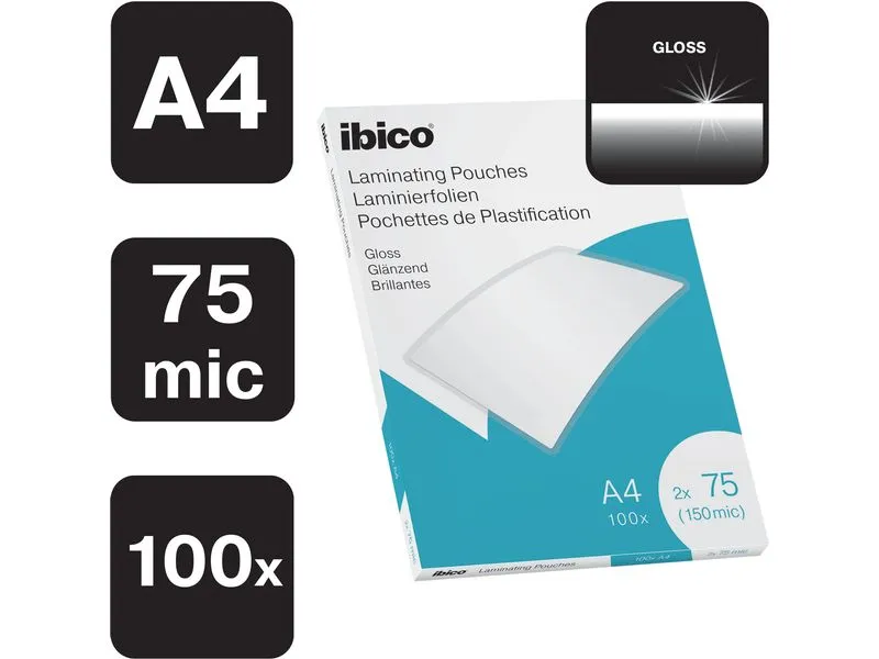 Ibico Laminierfolie Premium A4 75 µm, glänzend, 4 x 100 Stück Ibico Laminierfolie Premium A4 75 µm, glänzend, 4 x 100 Stück
