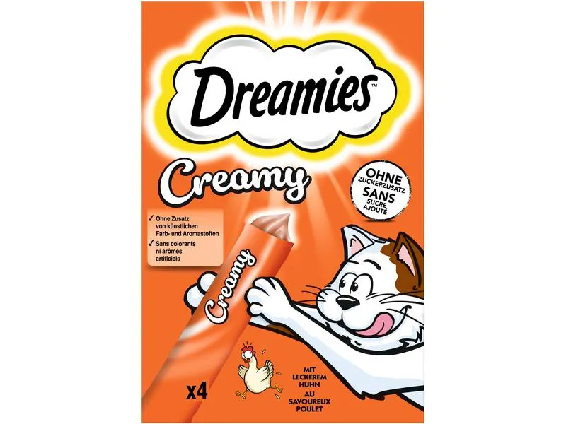 Dreamies Katzen-Snack Creamy Huhn, 4 x 10g