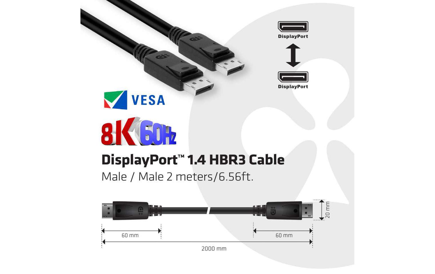 Club 3D Kabel HBR3 DisplayPort 1.4 - DisplayPort, 2 m
