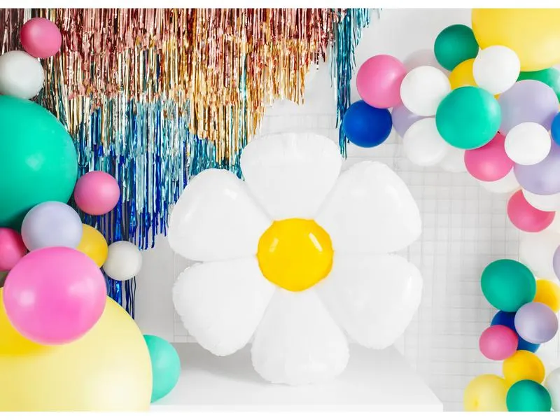 Partydeco Folienballon Gänseblümchen 97 x 103 cm, Gelb/Weiss