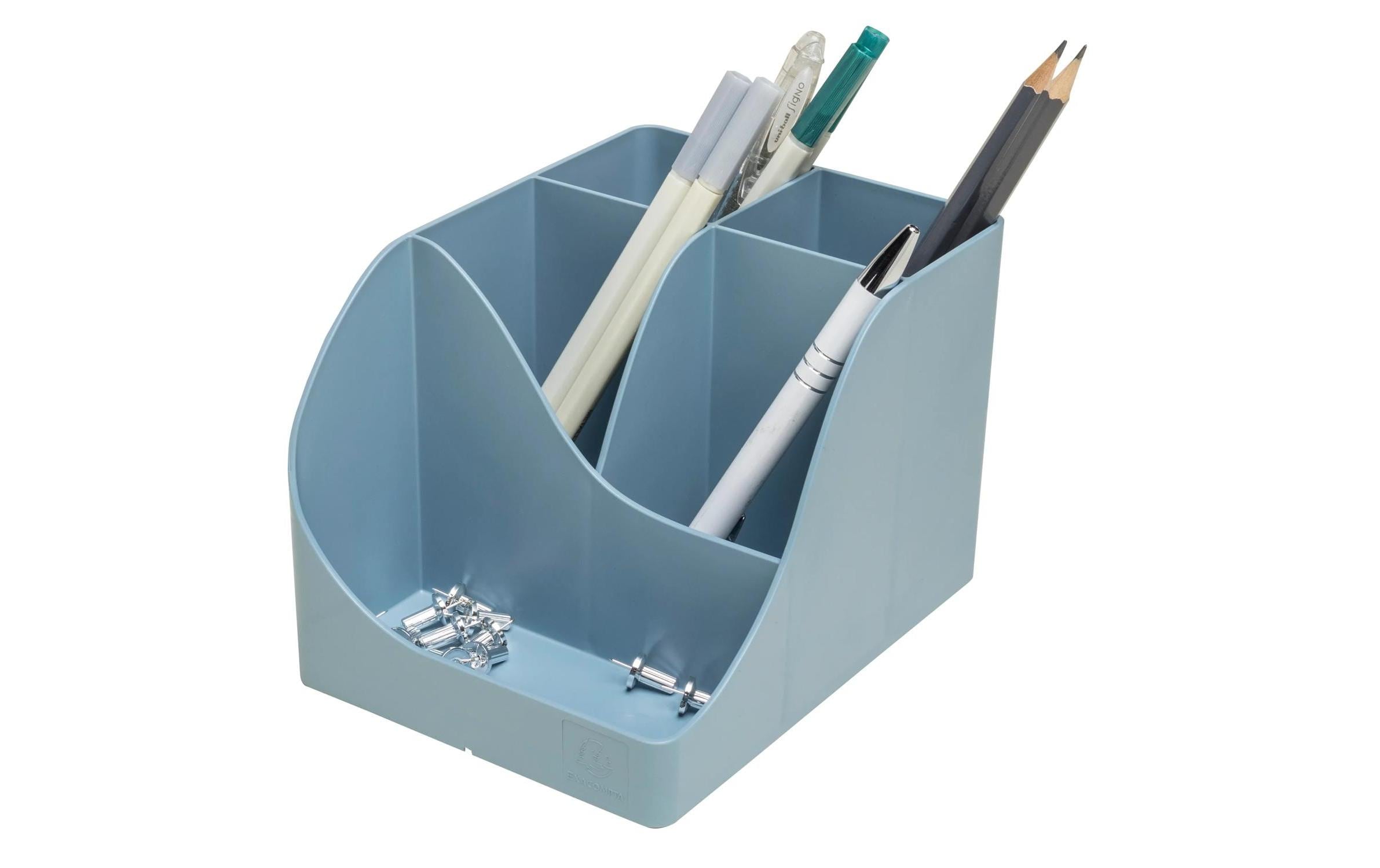 Exacompta Stiftehalter Pen Wave AutentiK, 5 Fächer, Blaugrau