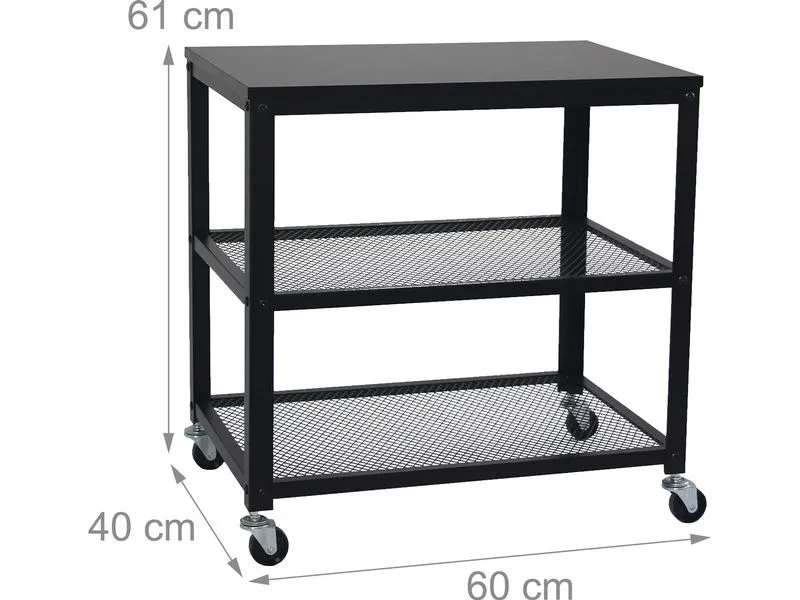 relaxdays Küchenwagen 61 x 60 x 40 cm Schwarz relaxdays Küchenwagen 61 x 60 x 40 cm Schwarz
