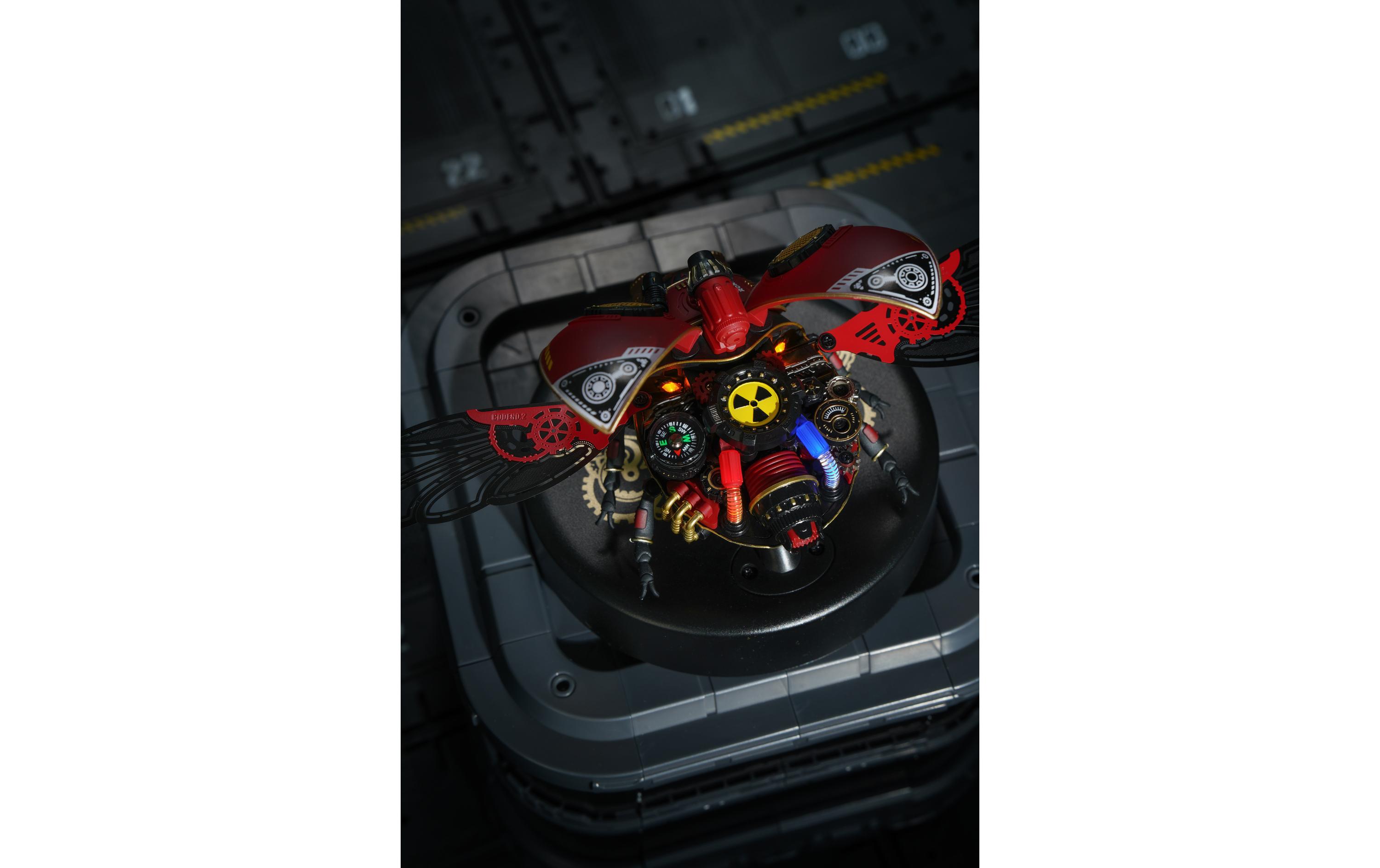 RoboTime Bausatz ROKR Mechanischer Rhinozeros Käfer Rot