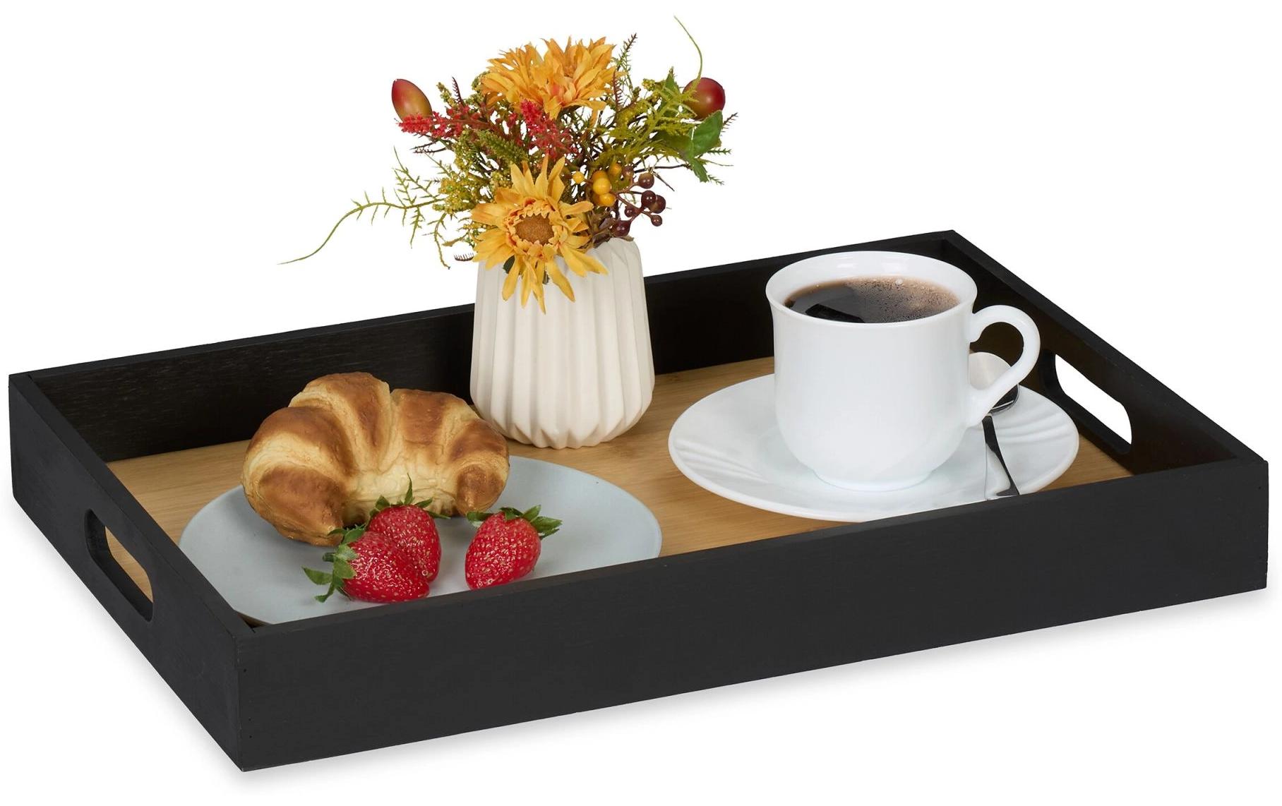 relaxdays Serviertablett Schwarz