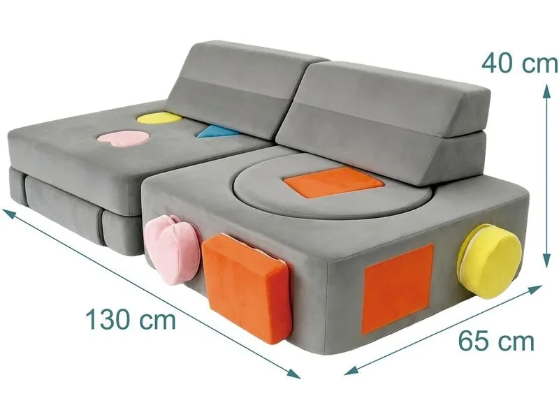 relaxdays Kindersessel Kinder Spielsofa Modular Grau, Orange, Blau relaxdays Kindersessel Kinder Spielsofa Modular Grau, Orange, Blau