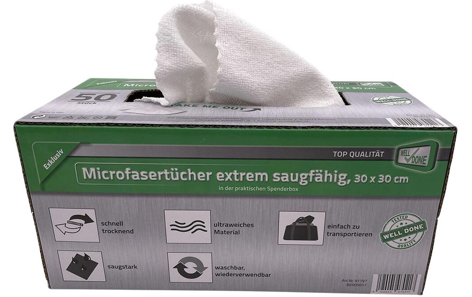 CPC Mikrofasertuch, 30 × 30 cm, Spenderkarton mit 50 Stück