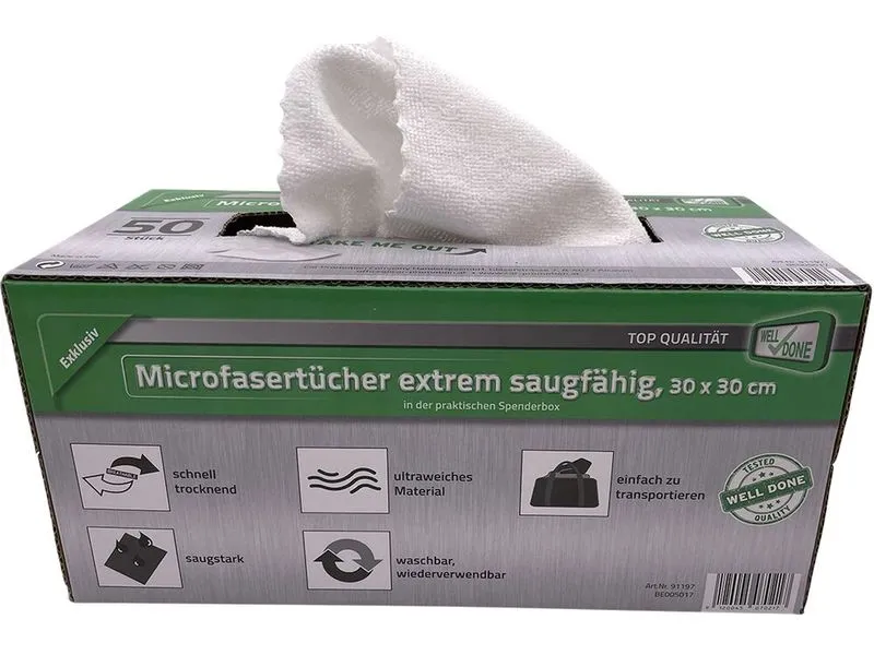 CPC Mikrofasertuch, 30 × 30 cm, Spenderkarton mit 50 Stück CPC Mikrofasertuch, 30 × 30 cm, Spenderkarton mit 50 Stück
