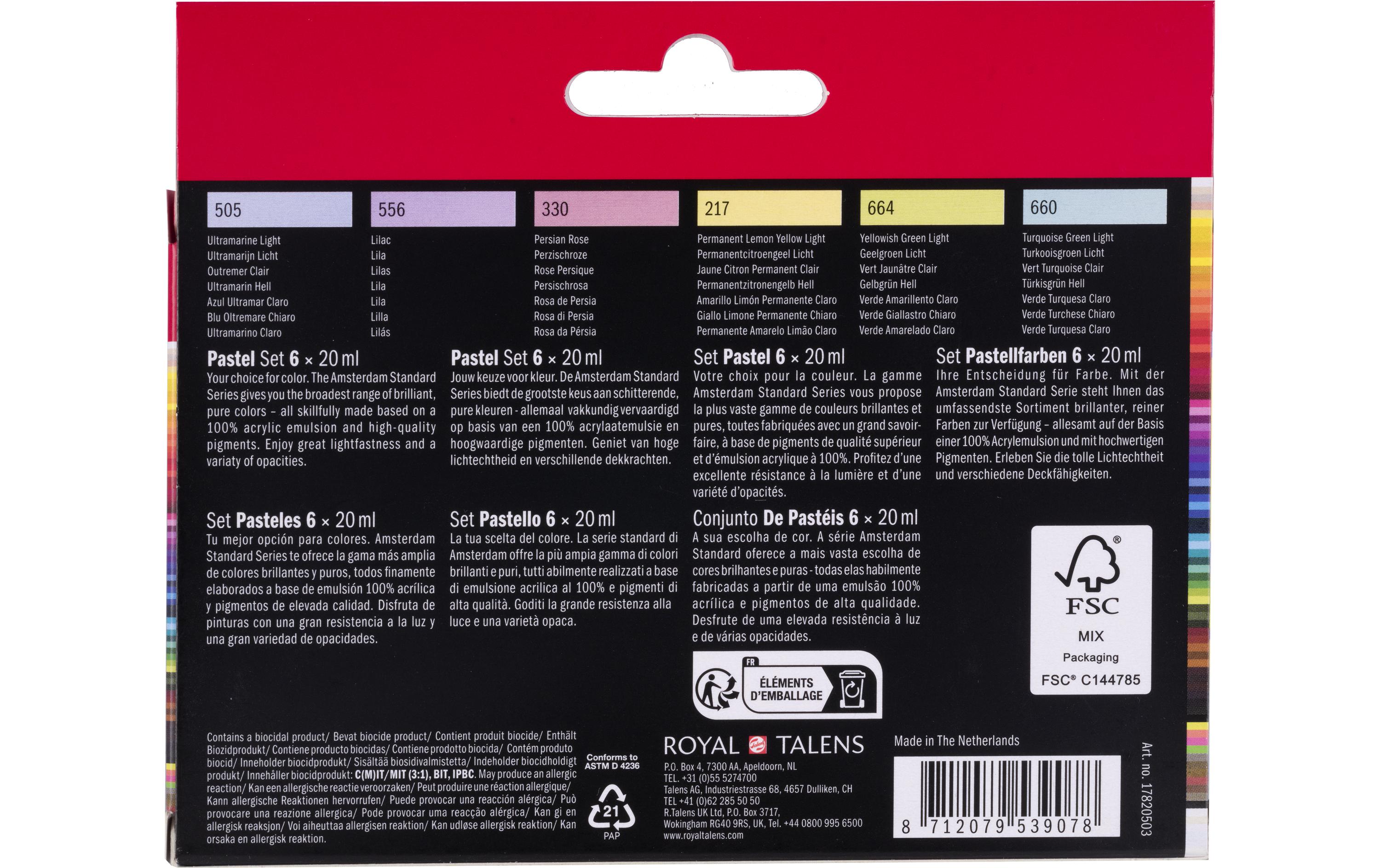 Amsterdam Acrylfarbe Set Pastel 6 Tuben à 20 ml