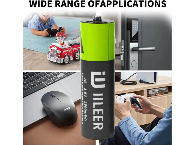 IILEER IILEER AA Lithium Akkus 1200 mAh 4 Stück IILEER IILEER AA Lithium Akkus 1200 mAh 4 Stück