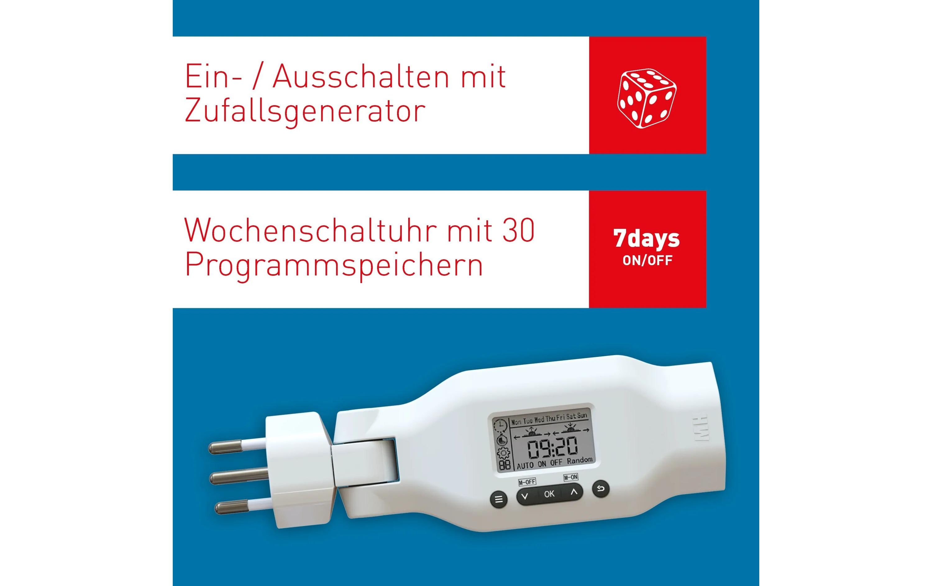 Max Hauri Zeitschaltuhr digital Multifunktion Clip-Clap, Weiss