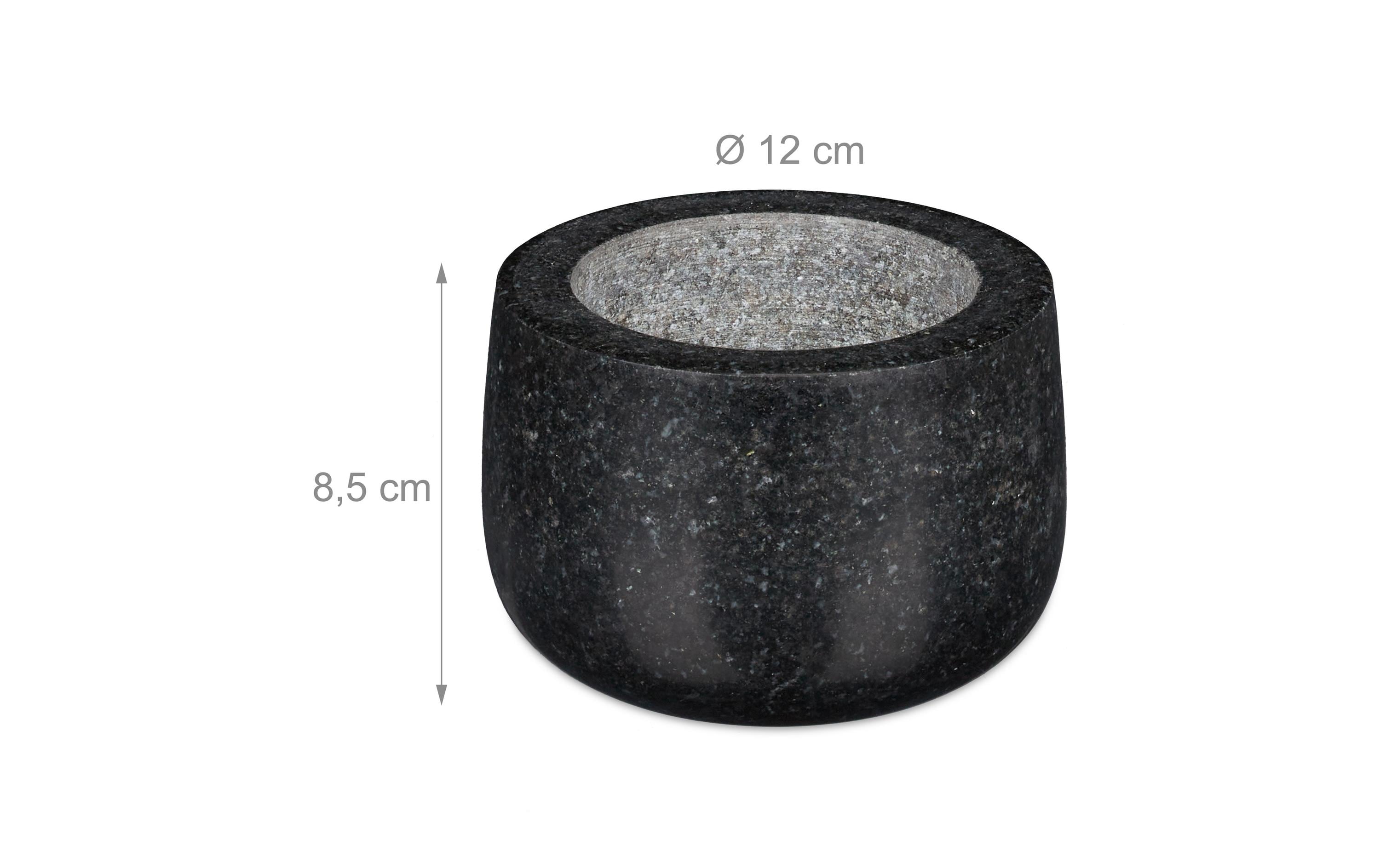 relaxdays Mörser mit Stössel 12 cm, Granit