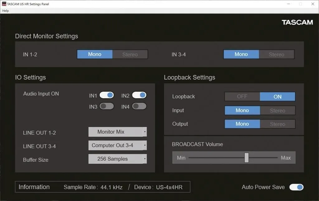 Tascam Audio Interface US-4 x 4HR Tascam Audio Interface US-4 x 4HR