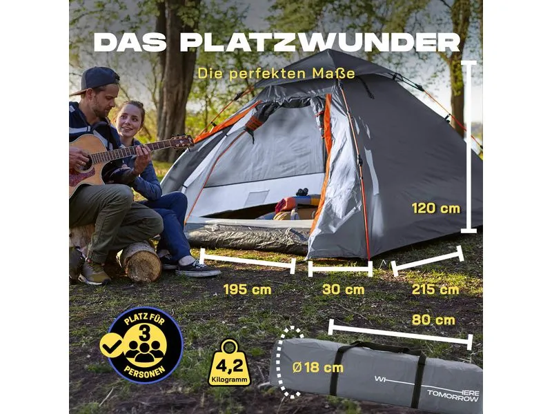 Where tomorrow Kuppelzelt 3 Personen - Grau Where tomorrow Kuppelzelt 3 Personen - Grau