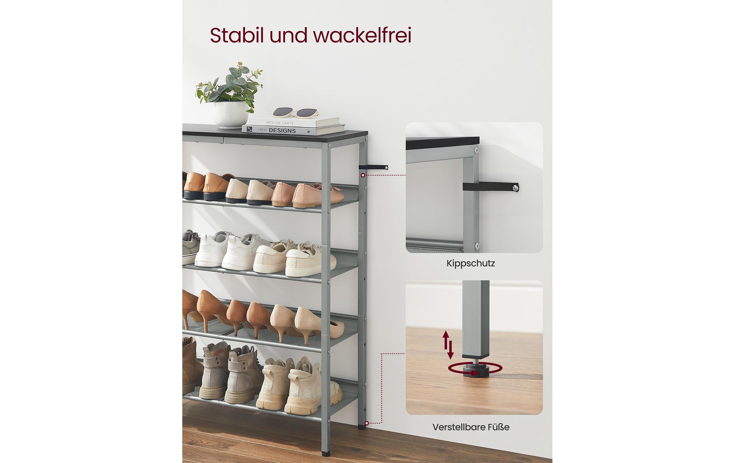 VASAGLE Schuhregal 93 x 75 x 30 cm, Grau