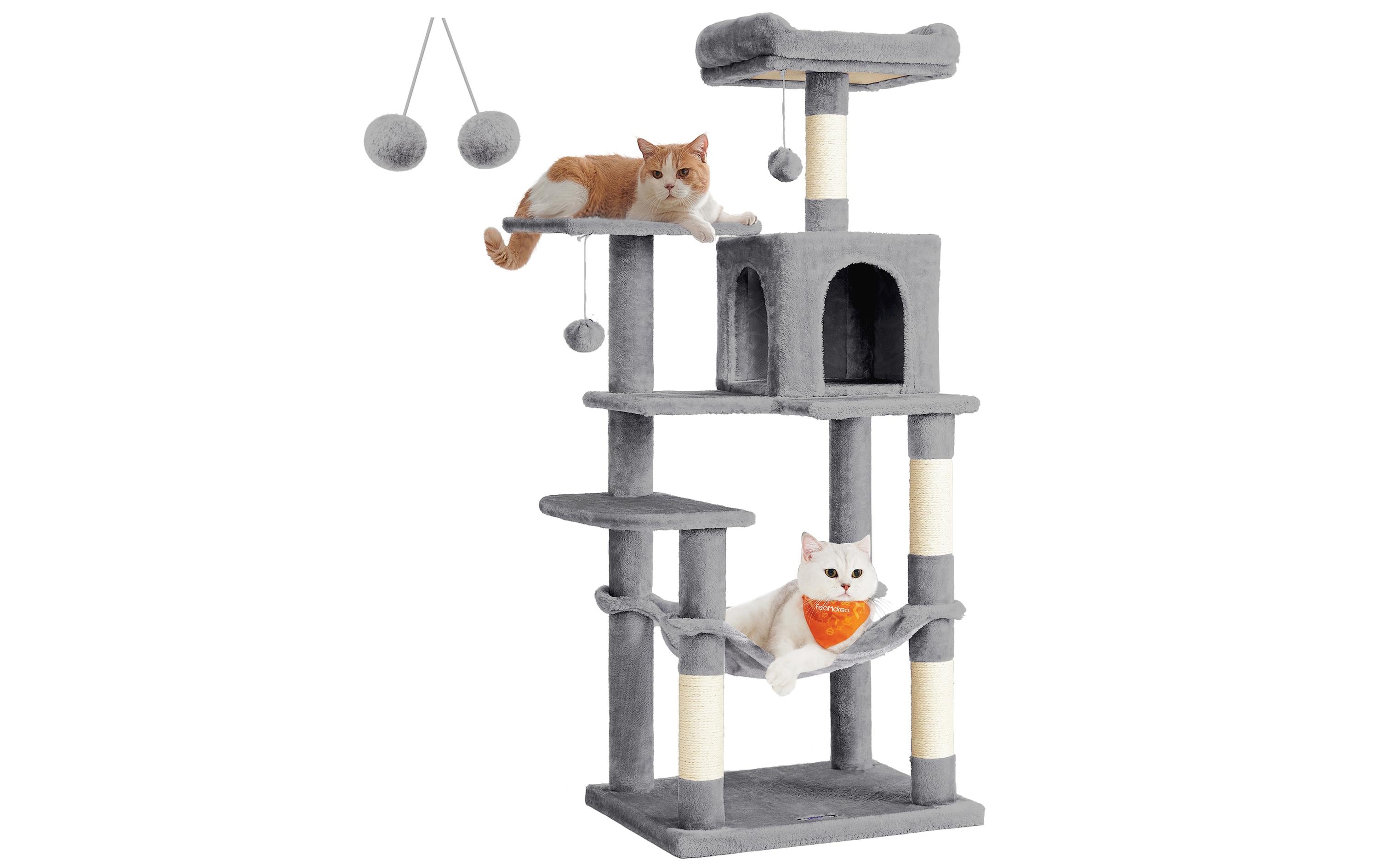 Feandrea Kratzbaum mit Hängematte, 143 cm, Grau/Beige Feandrea Kratzbaum mit Hängematte, 143 cm, Grau/Beige