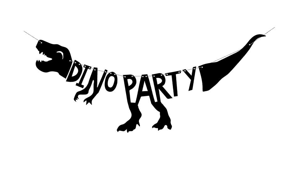Partydeco Girlande Dinosaurier-Party Schwarz, 20 x 90 cm